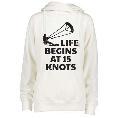 Kiteboarding Kitesurfing Funny 15 Knots Joke Kiteboarder Womens Funnel Neck Pullover Hood