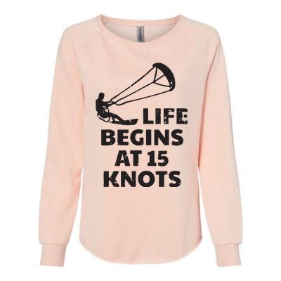 Kiteboarding Kitesurfing Funny 15 Knots Joke Kiteboarder Womens California Wash Sweatshirt