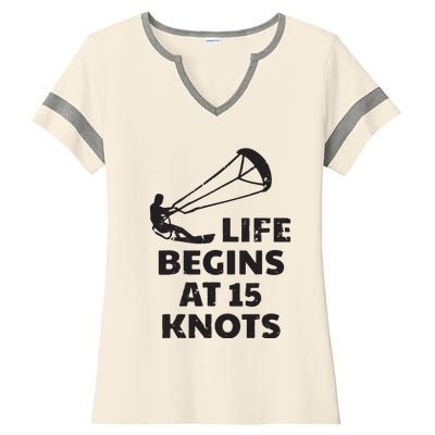 Kiteboarding Kitesurfing Funny 15 Knots Joke Kiteboarder Ladies Halftime Notch Neck Tee