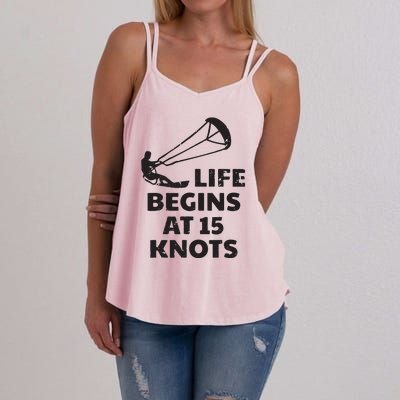 Kiteboarding Kitesurfing Funny 15 Knots Joke Kiteboarder Women's Strappy Tank