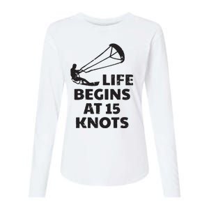 Kiteboarding Kitesurfing Funny 15 Knots Joke Kiteboarder Womens Cotton Relaxed Long Sleeve T-Shirt