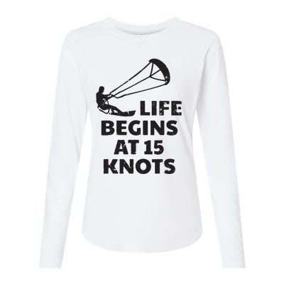 Kiteboarding Kitesurfing Funny 15 Knots Joke Kiteboarder Womens Cotton Relaxed Long Sleeve T-Shirt