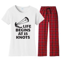 Kiteboarding Kitesurfing Funny 15 Knots Joke Kiteboarder Women's Flannel Pajama Set