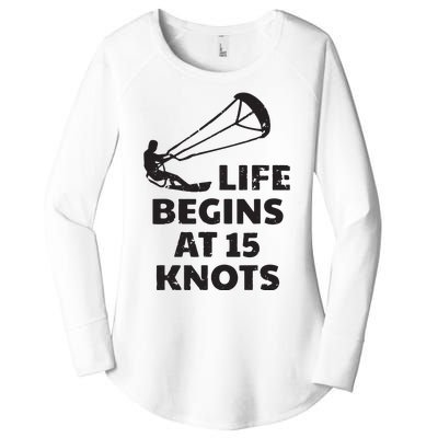 Kiteboarding Kitesurfing Funny 15 Knots Joke Kiteboarder Women's Perfect Tri Tunic Long Sleeve Shirt