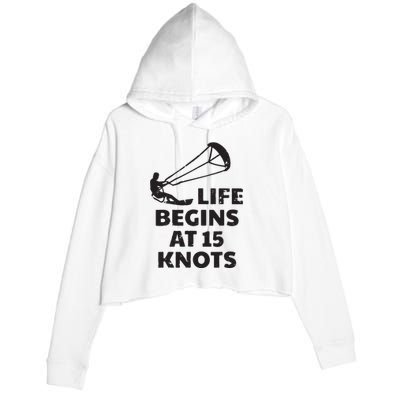 Kiteboarding Kitesurfing Funny 15 Knots Joke Kiteboarder Crop Fleece Hoodie