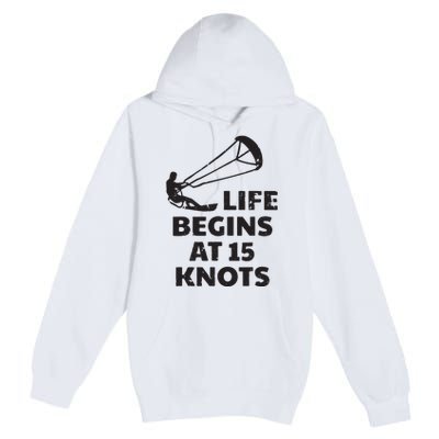 Kiteboarding Kitesurfing Funny 15 Knots Joke Kiteboarder Premium Pullover Hoodie