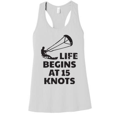 Kiteboarding Kitesurfing Funny 15 Knots Joke Kiteboarder Women's Racerback Tank