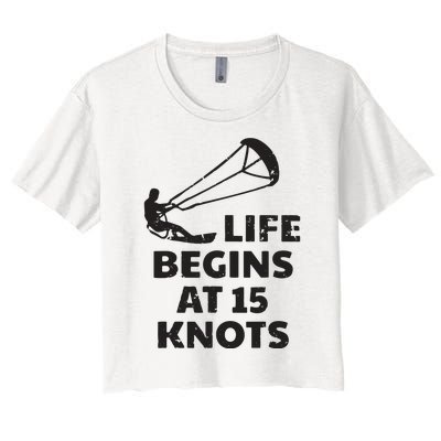 Kiteboarding Kitesurfing Funny 15 Knots Joke Kiteboarder Women's Crop Top Tee