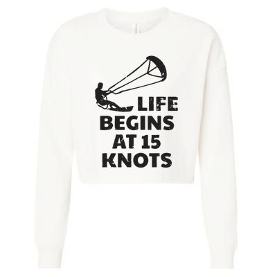 Kiteboarding Kitesurfing Funny 15 Knots Joke Kiteboarder Cropped Pullover Crew