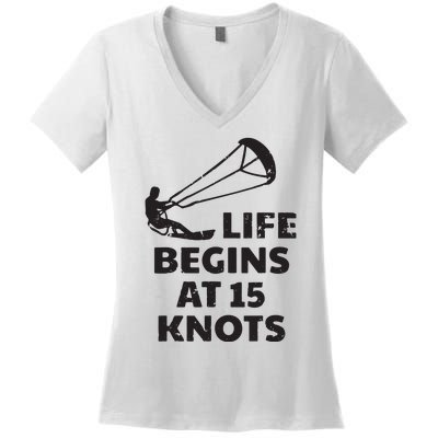 Kiteboarding Kitesurfing Funny 15 Knots Joke Kiteboarder Women's V-Neck T-Shirt