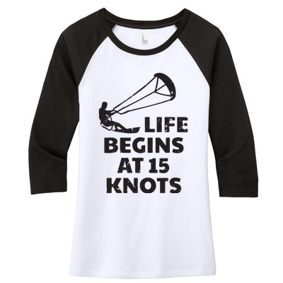 Kiteboarding Kitesurfing Funny 15 Knots Joke Kiteboarder Women's Tri-Blend 3/4-Sleeve Raglan Shirt