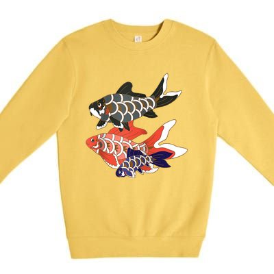 Koinobori Koi Family Raglan Baseball Premium Crewneck Sweatshirt