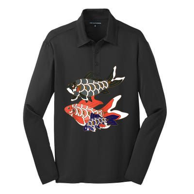 Koinobori Koi Family Raglan Baseball Silk Touch Performance Long Sleeve Polo