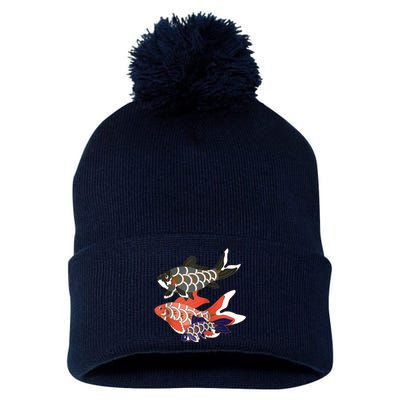 Koinobori Koi Family Raglan Baseball Pom Pom 12in Knit Beanie