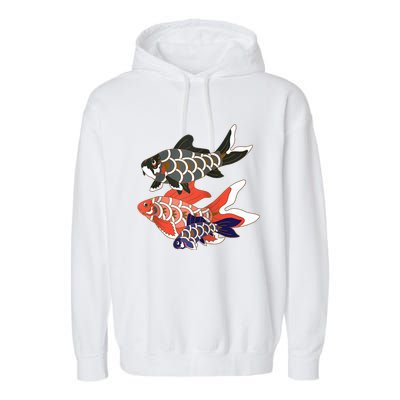 Koinobori Koi Family Raglan Baseball Garment-Dyed Fleece Hoodie