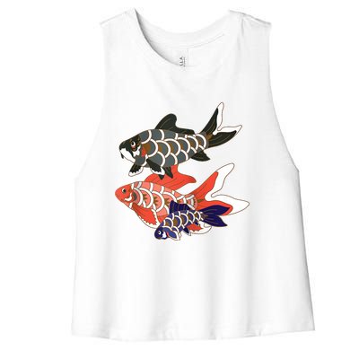 Koinobori Koi Family Raglan Baseball Women's Racerback Cropped Tank