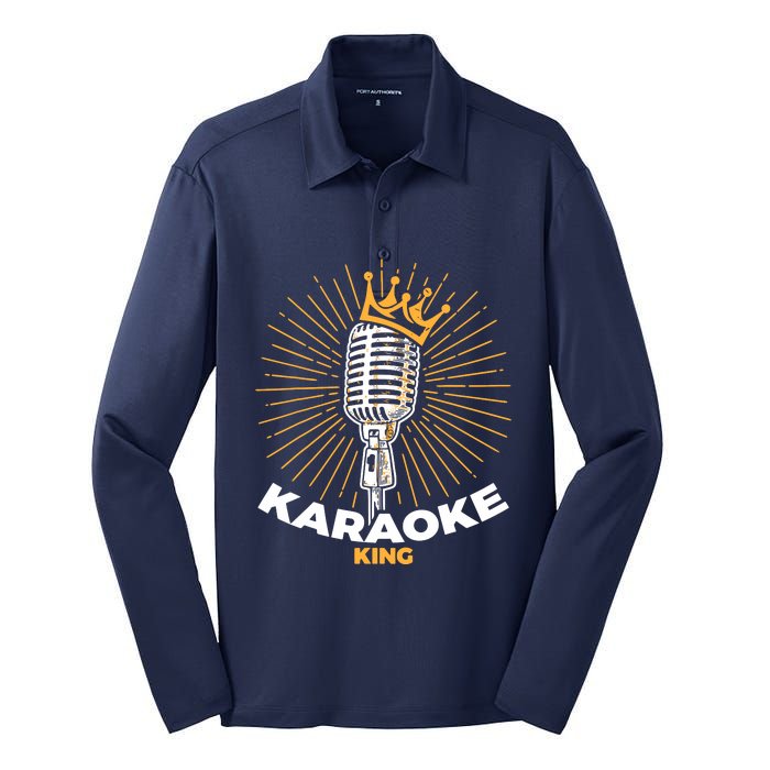 Karaoke King For Singers And Music Makers Karaoke Silk Touch Performance Long Sleeve Polo