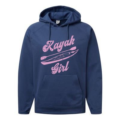 Kayaking Kayak Gift Performance Fleece Hoodie