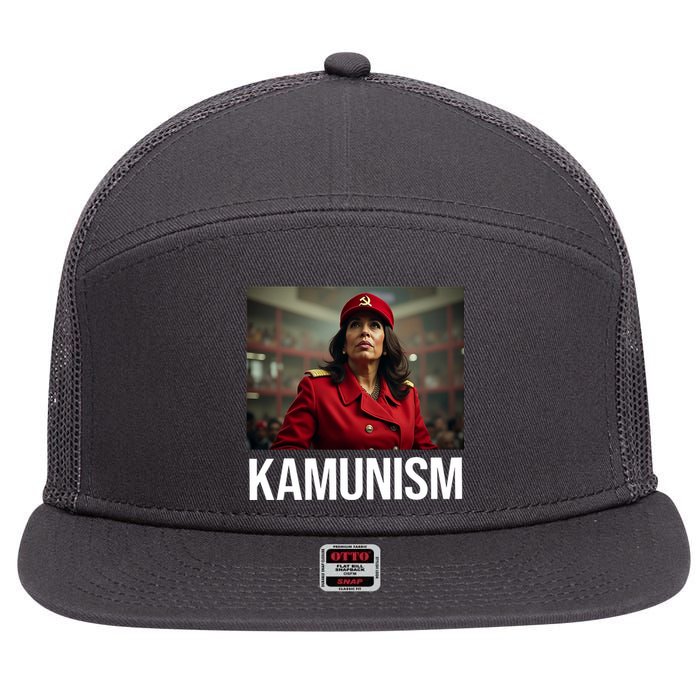 Kamunism Kamala Harris 2024 Election Communism Humor 7 Panel Mesh Trucker Snapback Hat