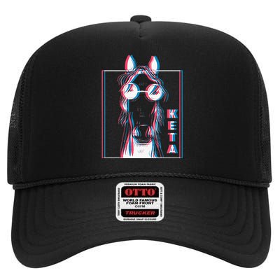 Keta Ketamine Horse Rave DJ Party Techno High Crown Mesh Back Trucker Hat