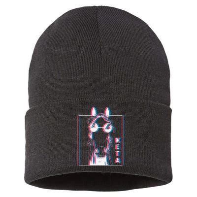 Keta Ketamine Horse Rave DJ Party Techno Sustainable Knit Beanie