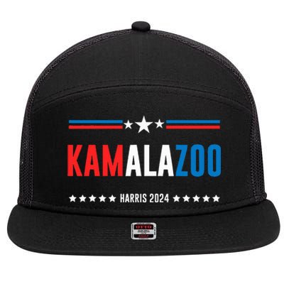 Kamalazoo Kamala Harris 2024 Funny Political Sayings 7 Panel Mesh Trucker Snapback Hat