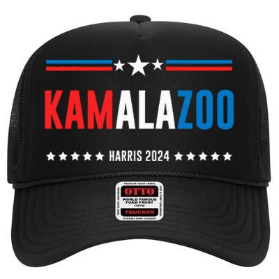 Kamalazoo Kamala Harris 2024 Funny Political Sayings High Crown Mesh Back Trucker Hat