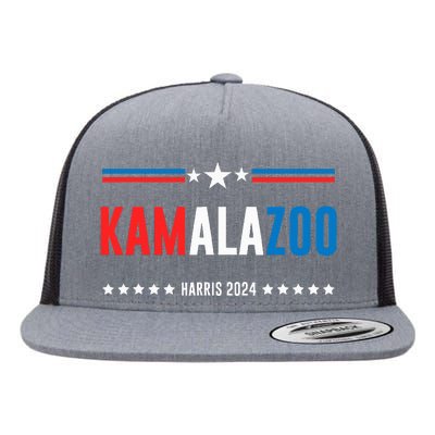 Kamalazoo Kamala Harris 2024 Funny Political Sayings Flat Bill Trucker Hat