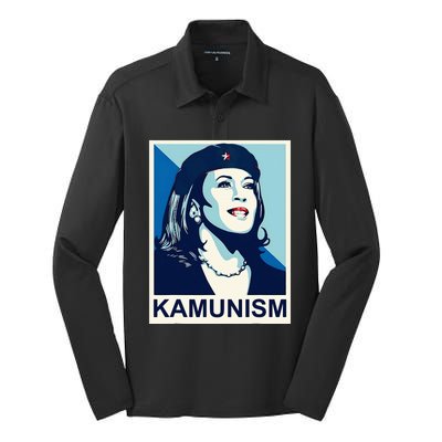 Kamunism Kamala Harris 2024 Silk Touch Performance Long Sleeve Polo