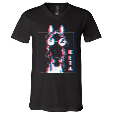 Keta Ketamine Horse Rave Dj Party Techno V-Neck T-Shirt