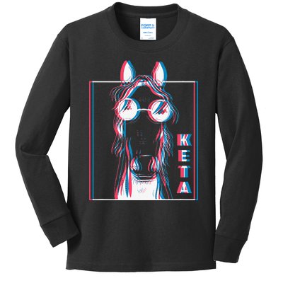 Keta Ketamine Horse Rave Dj Party Techno Kids Long Sleeve Shirt