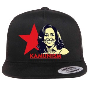 Kamunism Kamala Harris 2024 Elections Funny Trend Flat Bill Trucker Hat