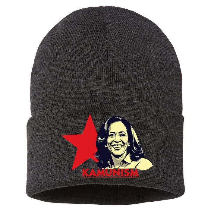 Kamunism Kamala Harris 2024 Elections Funny Trend Sustainable Knit Beanie