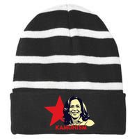 Kamunism Kamala Harris 2024 Elections Funny Trend Striped Beanie with Solid Band