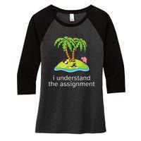 Khive Kamala I Understand The Assignment Women's Tri-Blend 3/4-Sleeve Raglan Shirt