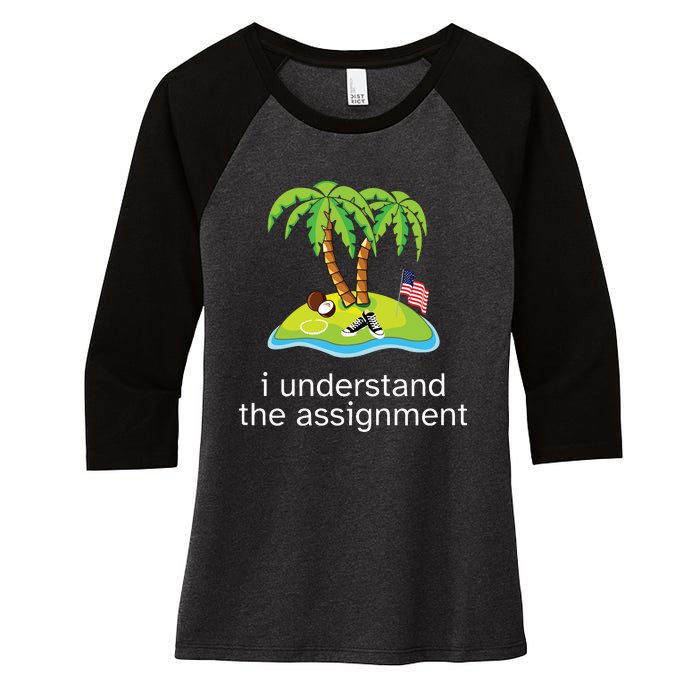 Khive Kamala I Understand The Assignment Women's Tri-Blend 3/4-Sleeve Raglan Shirt