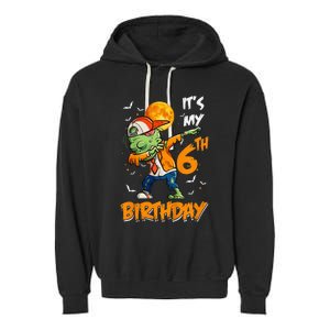 Kids Kids Its My 6th Birthday Dabbing Zombie Halloween Costume Garment-Dyed Fleece Hoodie