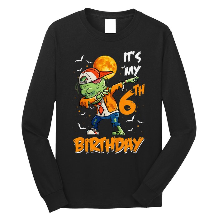 Kids Kids Its My 6th Birthday Dabbing Zombie Halloween Costume Long Sleeve Shirt