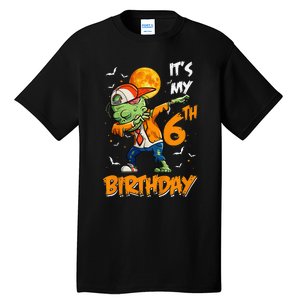 Kids Kids Its My 6th Birthday Dabbing Zombie Halloween Costume Tall T-Shirt