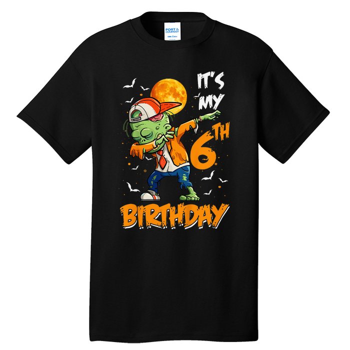 Kids Kids Its My 6th Birthday Dabbing Zombie Halloween Costume Tall T-Shirt