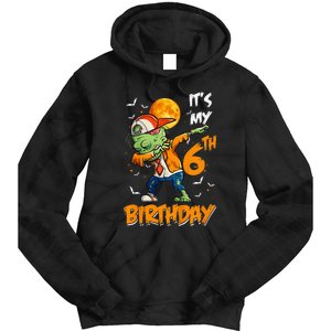 Kids Kids Its My 6th Birthday Dabbing Zombie Halloween Costume Tie Dye Hoodie