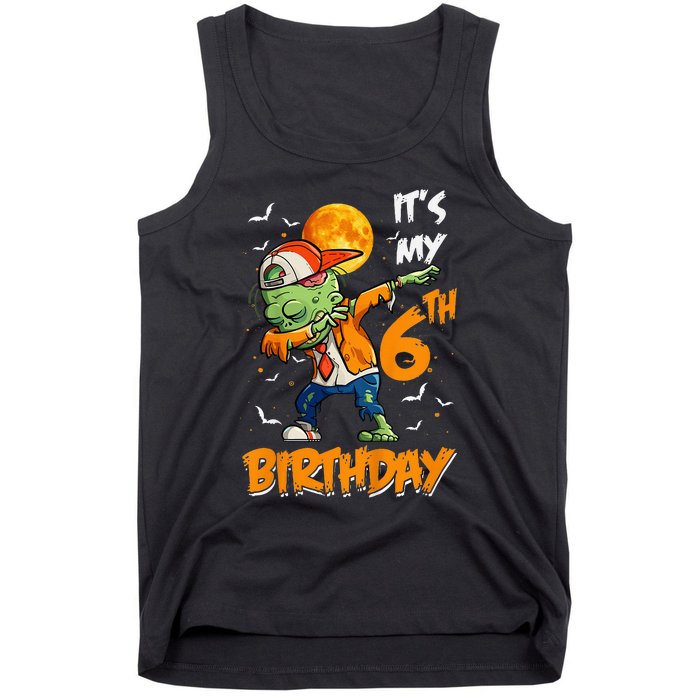 Kids Kids Its My 6th Birthday Dabbing Zombie Halloween Costume Tank Top