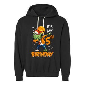 Kids Kids Its My 5th Birthday Dabbing Zombie Halloween Costume Garment-Dyed Fleece Hoodie