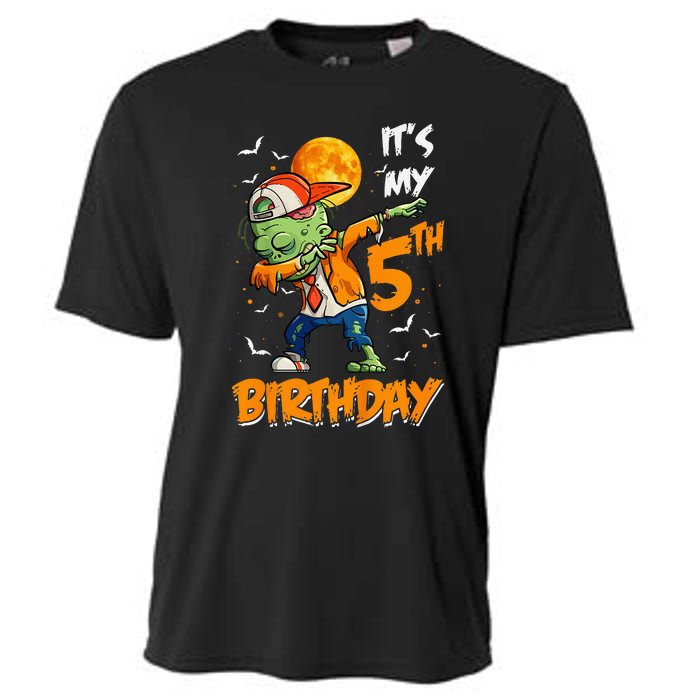 Kids Kids Its My 5th Birthday Dabbing Zombie Halloween Costume Cooling Performance Crew T-Shirt