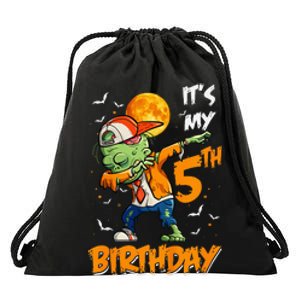 Kids Kids Its My 5th Birthday Dabbing Zombie Halloween Costume Drawstring Bag