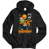 Kids Kids Its My 5th Birthday Dabbing Zombie Halloween Costume Tie Dye Hoodie