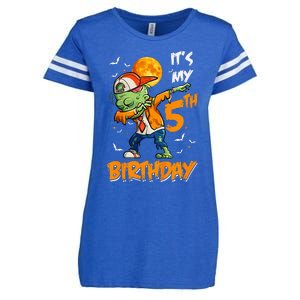 Kids Kids Its My 5th Birthday Dabbing Zombie Halloween Costume Enza Ladies Jersey Football T-Shirt