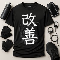 Kaizen Kanji Japanese Calligraphy Performance Shirt