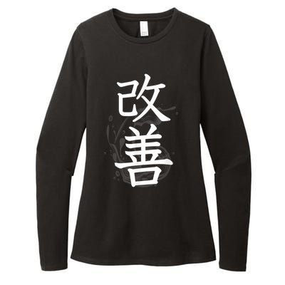 Kaizen Kanji Japanese Calligraphy Womens CVC Long Sleeve Shirt