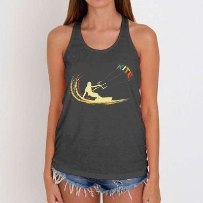 Kite Kiteboarding Kitesurfing Surf Vintage Retro Holiday Women's Knotted Racerback Tank